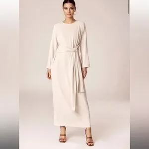 Isabella Tie Waist Maxi Dress - Oat Milk Xs